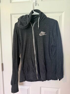Nike Black/Dark Gray Zip-Up Hoodie with Red Tag